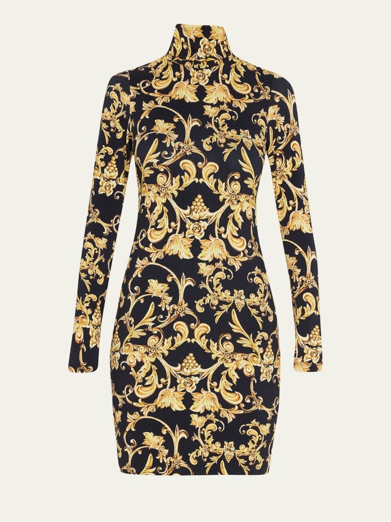 Alice + Olivia Delora Filigree Print Turtleneck Dress